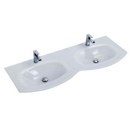 Раковина стеклянная Cezares 82412 140х50 подвесная цвет белый 2 отверстия под смеситель