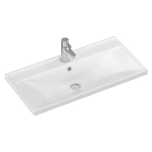 Раковина из сантехнического фаянса Vigo Neo 9696-80 80х40 накладная цвет белый 1 отверстие под смеситель