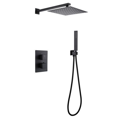 Душевая система Abber AF8251B встраиваемая в стену цвет черный с термостатом