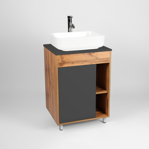 Тумба под раковину Viant Бостон VBOS65NG-T1ST 70х50 напольная цвет серый/коричневый