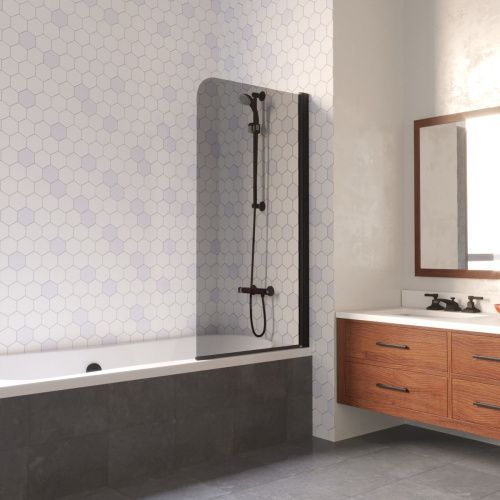 Душевая шторка на ванну Vegas-Glass EV LUX EV LUX 60 02М 07 R 60х150 стекло тонированное профиль черный ориентация правая