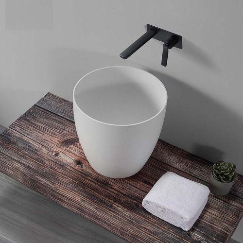 Раковина из искусственного камня Armadi Art 884-39 40х40 накладная цвет белый без отверстий под смеситель