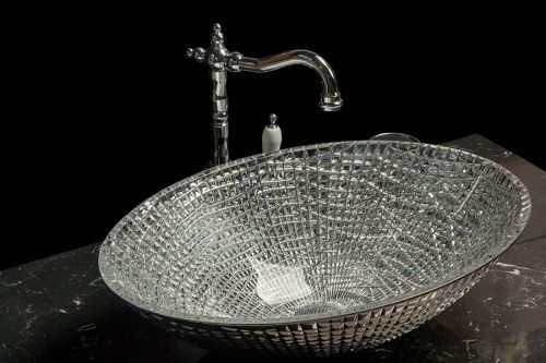 Раковина хрустальная Boheme NeoArt 815 50х40 накладная цвет серебро без отверстий под смеситель