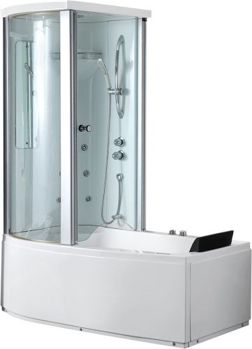 Ванна акриловая гидромассажная Gemy G8040 B L 170х85 пристенная асимметричная с каркасом