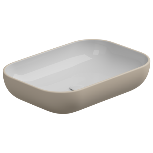 Раковина керамическая GSG Ceramic Design Easy EALAVRE60BI000/034 60х40 накладная цвет белый/бежевый без отверстий под смеситель