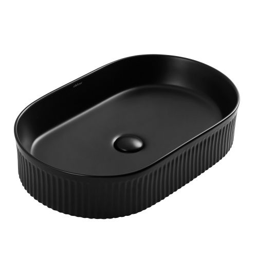 Раковина из сантехнического фаянса Abber BEQUEM AC2116MB 60х40 накладная цвет черный без отверстий под смеситель