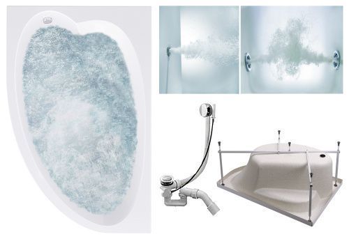 Ванна акриловая гидромассажная Timo IVA IVA1610L-KTIVA16-SPV1505-T-CM-T-BM 160х100 пристенная асимметричная с каркасом