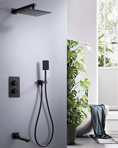 Душевая система ALMAes Weber TVZ-0808 встраиваемая в стену цвет черный с термостатом