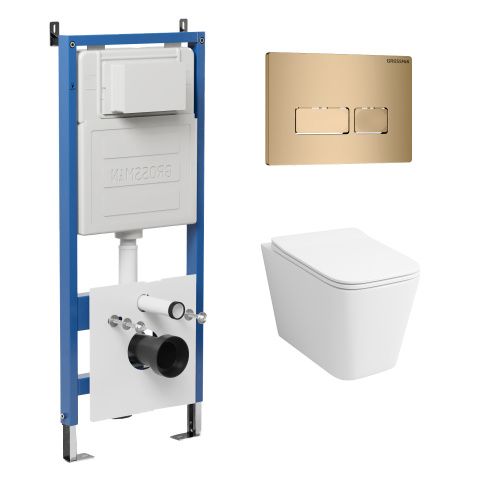 Инсталляция + кнопка смыва + унитаз Grossman Pragma 97.4441S.03.310