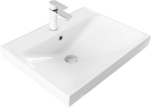 Раковина керамическая Aquanet Flash 00333266 60х50 полувстраиваемая цвет белый 1 отверстие под смеситель