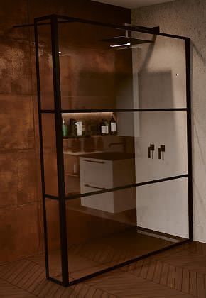 Душевая перегородка Riho GRID G004039121 120х200 стекло прозрачное профиль черный