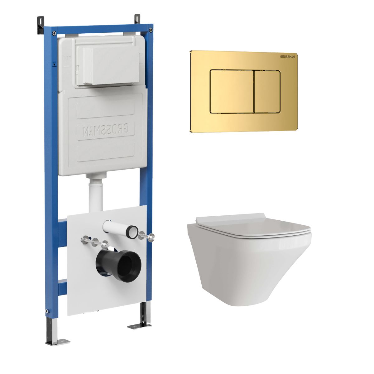 Инсталляция + кнопка смыва + унитаз Grossman Classic 97.4440S.04.30M