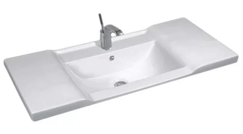 Раковина из сантехнического фаянса Gid Simple-N 71124 100х50 встраиваемая цвет белый 1 отверстие под смеситель