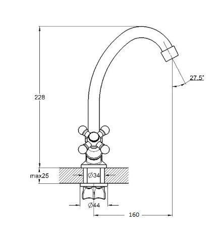 Смеситель для кухни D-Lin D151808 на мойку хром - фото 2