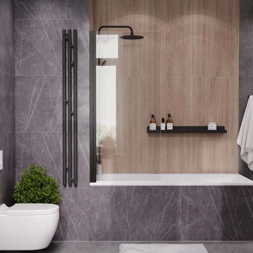 Душевая шторка на ванну Reflexion Slider RX15070CBL-23 70х150 стекло прозрачное профиль черный ориентация универсальная