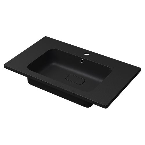 Раковина из искусственного камня Uperwood Lagoon Quartz 297000016 80х50 полувстраиваемая цвет черный