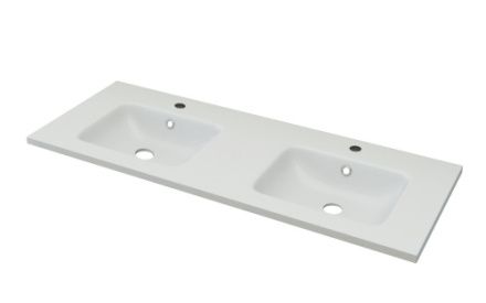 Раковина из искусственного камня Cezares 50211 120х50 подвесная цвет белый 2 отверстия под смеситель