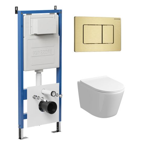 Инсталляция + кнопка смыва + унитаз Grossman Classic 97.4477S.04.32M