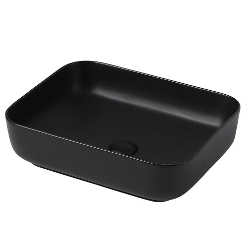 Раковина керамическая Abber RECHTECK AC2202MB 50х40 накладная цвет черный без отверстий под смеситель