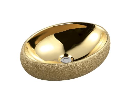 Раковина из искусственного камня Armadi Art NeoArt 860 50х30 накладная цвет золото без отверстий под смеситель