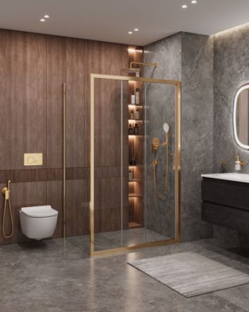 Душевой уголок Cezares MOLVENO MOLVENO-AHF-31-120/90-C-BORO-IV 120х90 стекло прозрачное профиль золото без поддона