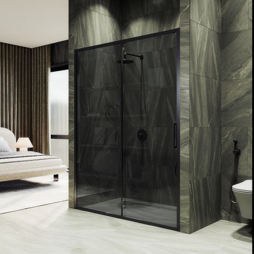 Душевая дверь Maybah Glass MGD-1285-6 150х195 стекло тонированное профиль черный