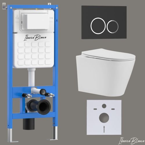 Комплект унитаз с инталляцией и клавишей смыва Iberica Blanca BURGOS ALTO IB001.BRA.234.822