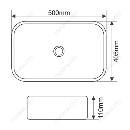 Раковина из сантехнического фарфора Melana 7050K-805 50х40 накладная цвет белый без отверстий под смеситель - фото 2