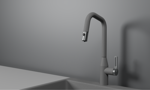 Смеситель для кухни Granula 8171, АЛЮМИНИУМ на мойку серый