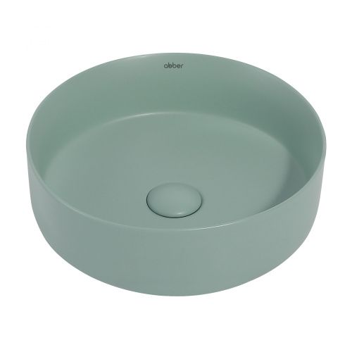 Раковина из сантехнического фаянса Abber BEQUEM AC2108MCG 40х40 накладная цвет зеленый без отверстий под смеситель