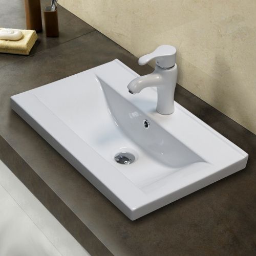 Раковина из сантехнического фарфора Melana 9393 (S60 Х)-805 60х40 накладная цвет белый 1 отверстие под смеситель