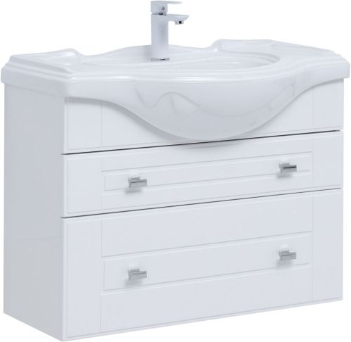 Тумба под раковину Aquanet Рондо 00304289 90х30 подвесная цвет белый