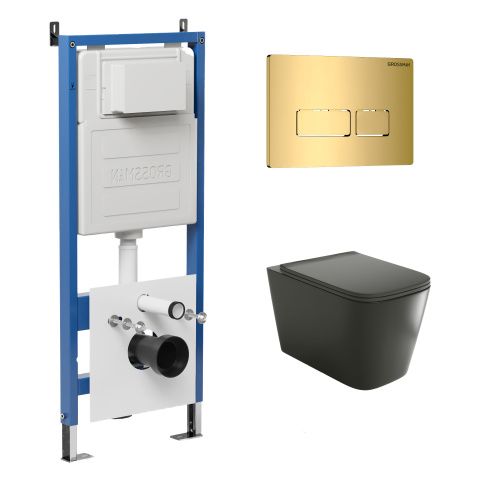 Инсталляция + кнопка смыва + унитаз Grossman Pragma 97.4441BMS.03.300