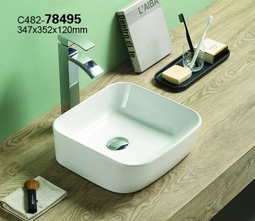 Раковина из сантехнического фаянса CeramaLux 78495 30х40 накладная цвет белый без отверстий под смеситель