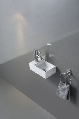 Раковина из сантехнического фаянса CeramaLux 9048GTR 30х20 подвесная цвет белый 1 отверстие под смеситель