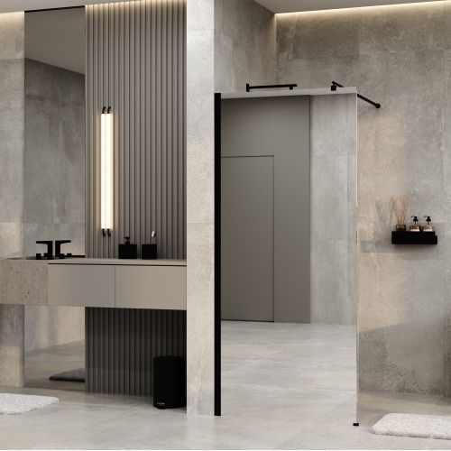 Душевая перегородка Wasserkraft Rur 30W 30W44MB-MR 100х200 стекло зеркальное профиль черный