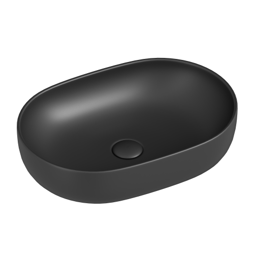 Раковина из сантехнического фарфора Ceramica Nova ELEMENT CN6047MDH 60х40 накладная цвет черный без отверстий под смеситель