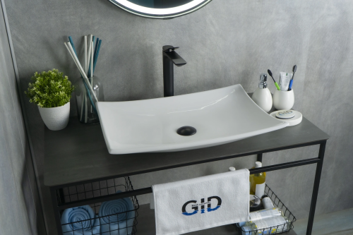 Раковина керамическая Gid Creativo 51170 60х40 накладная цвет белый без отверстий под смеситель