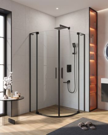 Душевой уголок Cezares SLIDER SLIDER-R-2-90/100-C-NERO 90х90 стекло прозрачное профиль черный без поддона