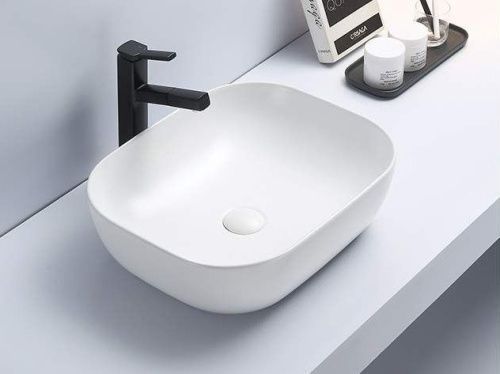 Раковина из сантехнического фаянса CeramaLux 78104MW 50х40 накладная цвет белый без отверстий под смеситель