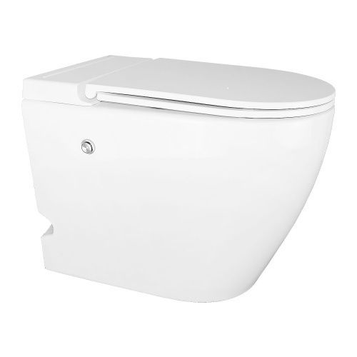 Унитаз приставной Azario AZ102 черный с сиденьем микролифт безободковый импульсный смыв