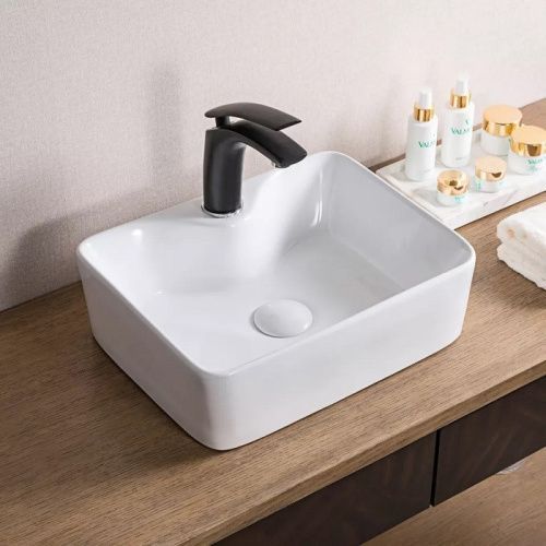 Раковина из сантехнического фаянса CeramaLux 7292 40х30 подвесная цвет белый 1 отверстие под смеситель