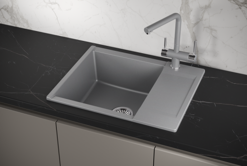 Кухонная мойка Granula 6202, АЛЮМИНИУМ 60х50 цвет серый поверхность матовая