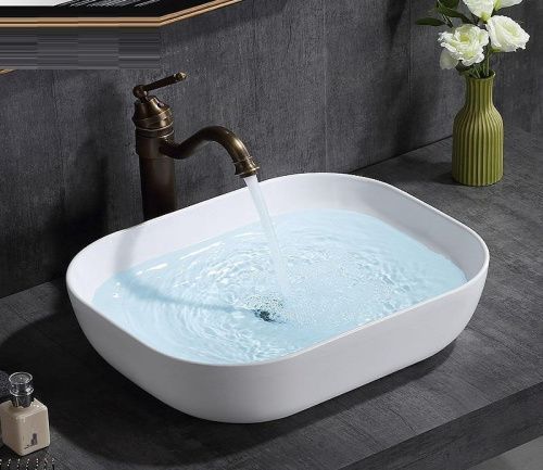 Раковина из сантехнического фаянса CeramaLux 78104 50х40 накладная цвет белый без отверстий под смеситель