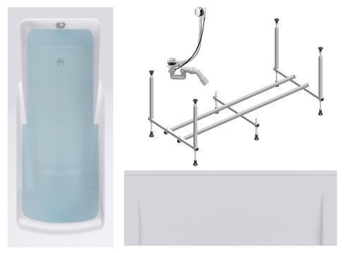 Ванна акриловая Timo HELLA HELLA1775-KT17-SPV1505-FP17H 170х75 пристенная прямоугольная с каркасом