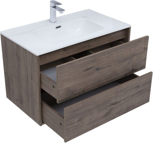 Тумба под раковину Aquanet Lino Flat 00287543 80х50 подвесная цвет коричневый