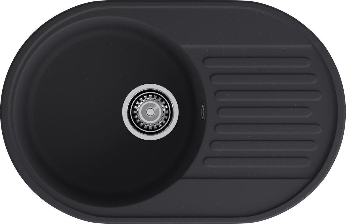 Кухонная мойка Granfest Quarz 18 черный 75х50 цвет черный поверхность матовая
