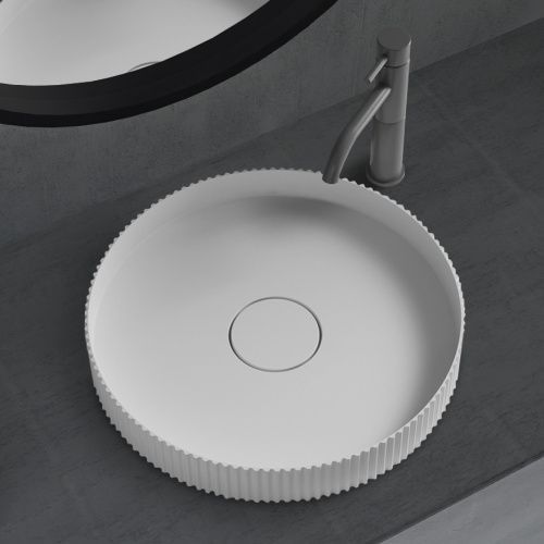 Раковина из искусственного камня Abber STEIN AS2604 40х40 накладная цвет белый без отверстий под смеситель