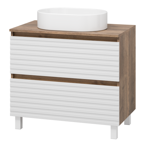 Тумба под раковину Brevita Dakota DAK-07080-19/01-2Я 80х50 напольная цвет белый/коричневый