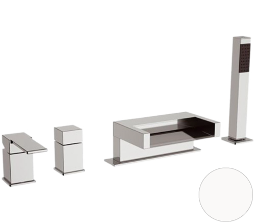 Смеситель Remer Qubika Cascata QC06BO на борт ванны белый